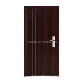 Puertas de acero de seguridad de la puerta de hierro de acabado de madera marrón con mango inoxidable para el precio de la venta